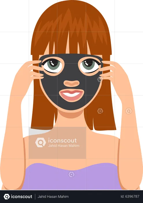 Woman applying facial mask  Illustration