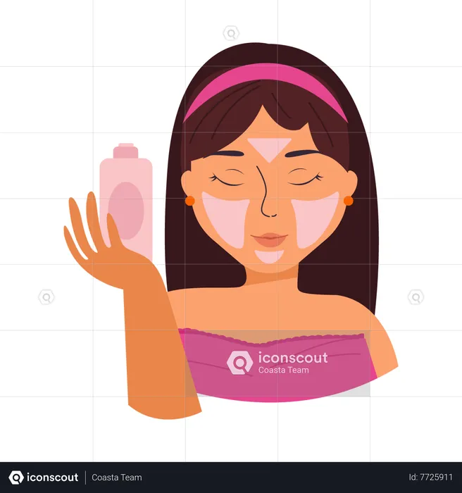 Woman Applying facial mask  Illustration