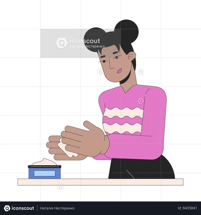 Woman applying hand cream  Illustration