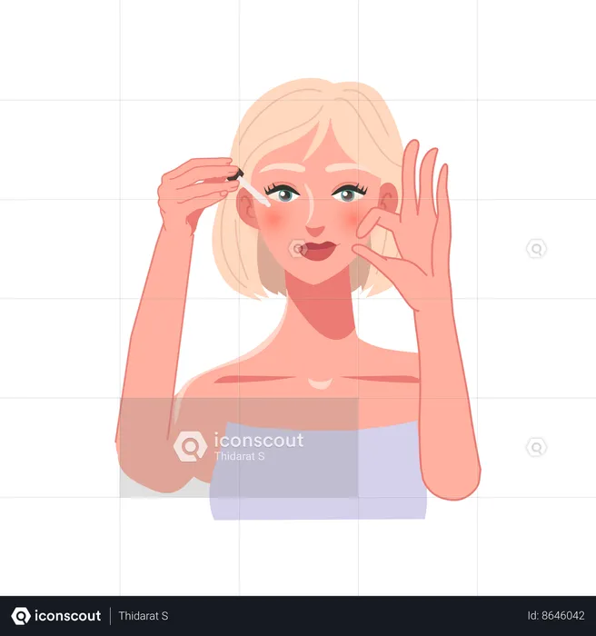 Woman Applying Moisturizing Serum with Ok Hand Sign  Illustration