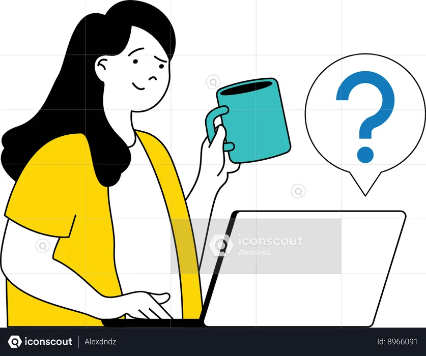 Woman  asking question online  Illustration