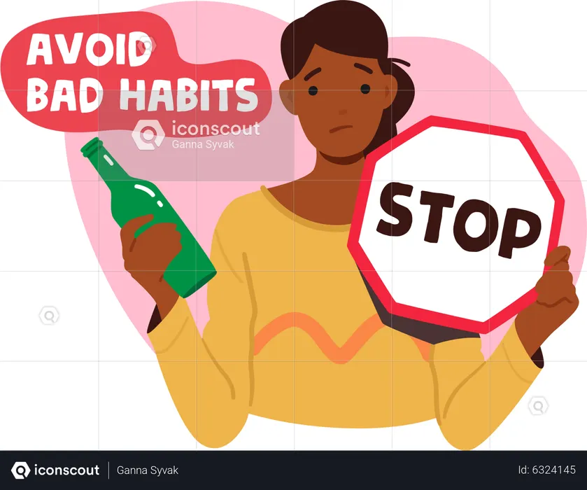 Woman asking to stop bad habits  Illustration