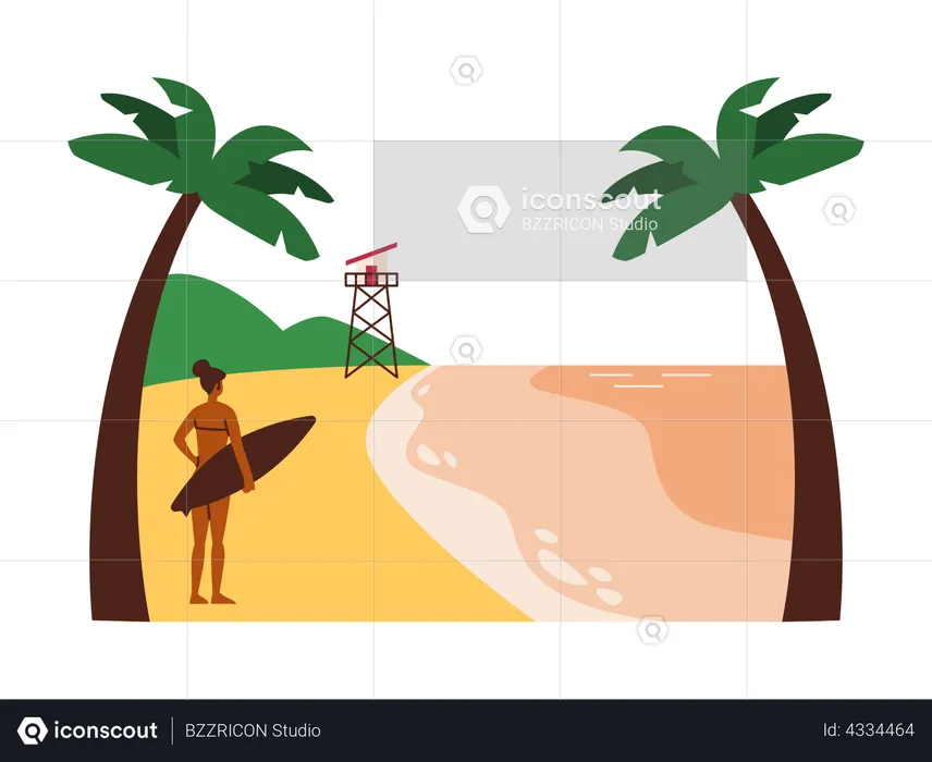Woman at beach  Illustration