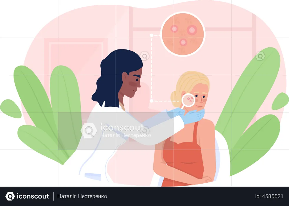 Woman at dermatologist appointment  Illustration