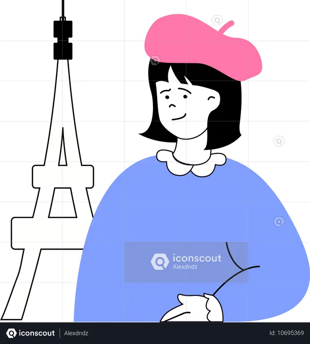 Woman at eiffel tower  Illustration