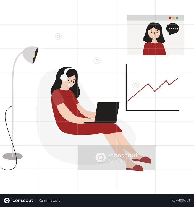 Woman attending Online Meeting  Illustration