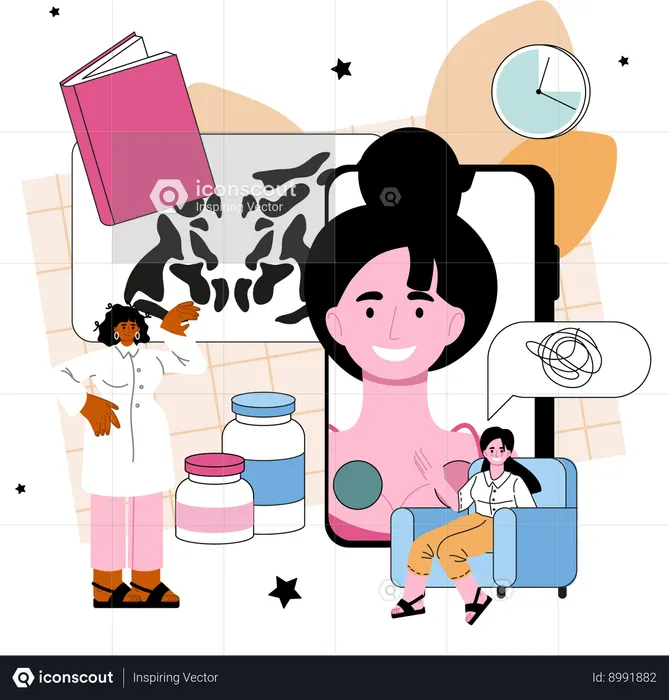 Woman attends psychology session  Illustration