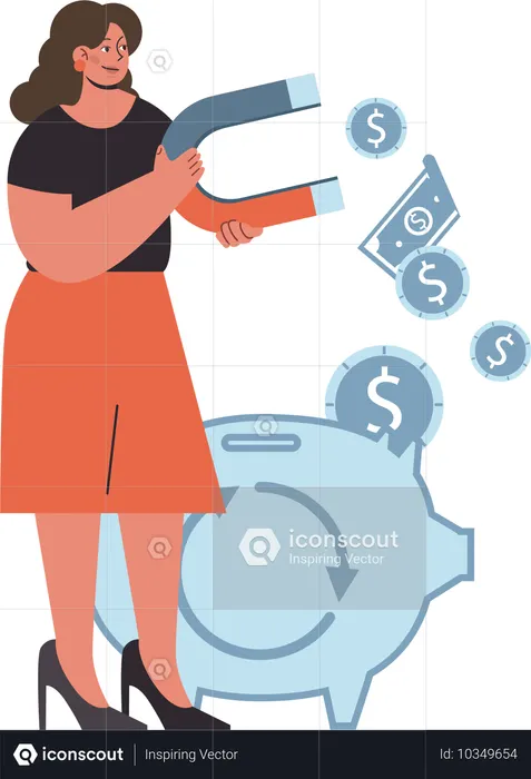 Woman attracting finance  Illustration