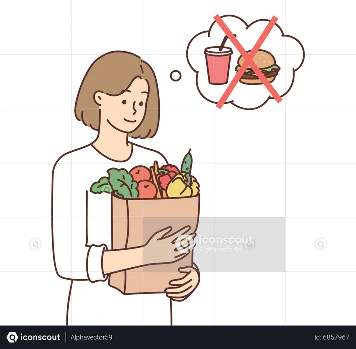 Woman avoiding fast food  Illustration