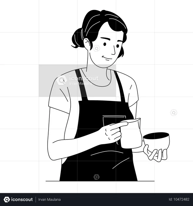 Woman Barista Making Coffee  Illustration