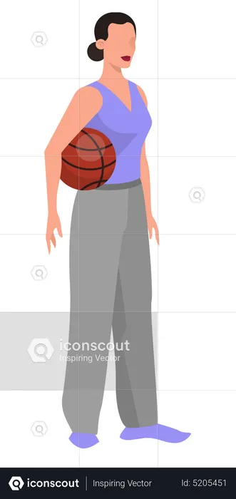 Woman basketball player in sport uniform holding ball  Illustration