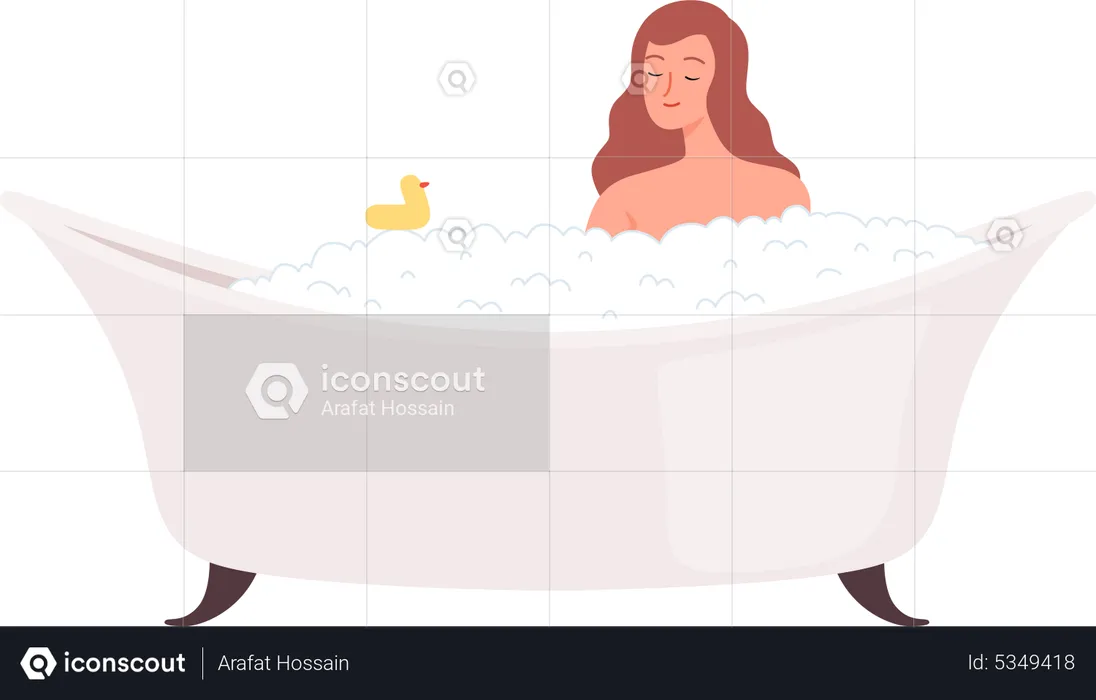 Woman bathing  Illustration