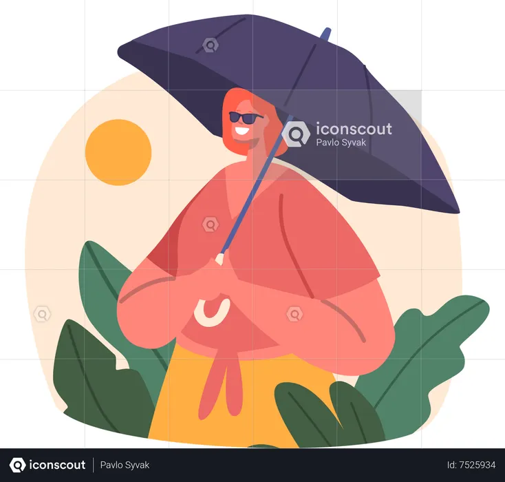 Woman beat Summer heat with sunglasses  Illustration