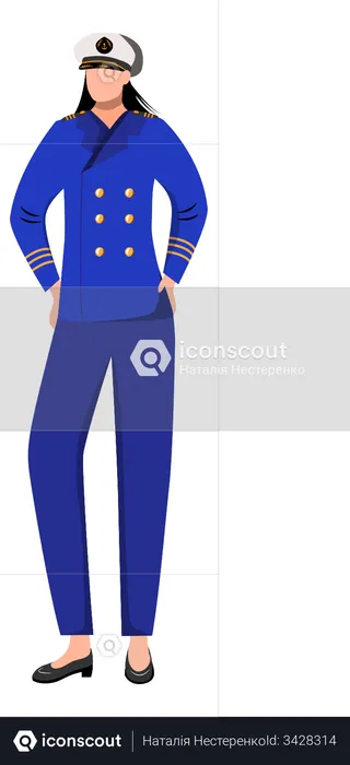Woman boat captain  Illustration