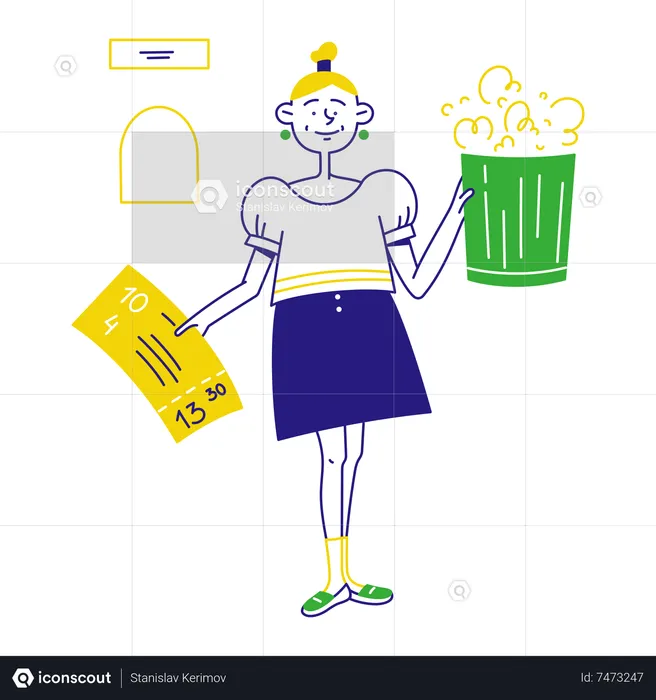 Woman bought movie tickets  Illustration