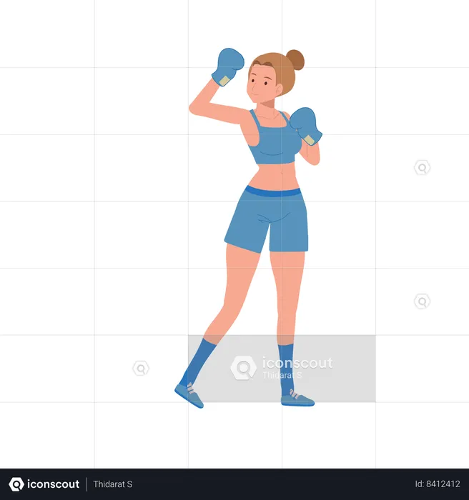Woman Boxer in Gym Workout Session  Illustration