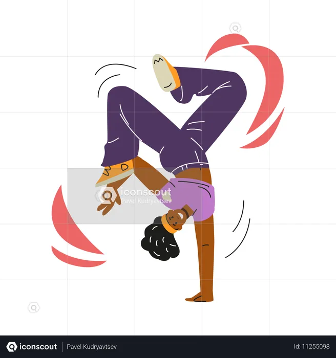 Woman Break dancer doing handstands  Illustration