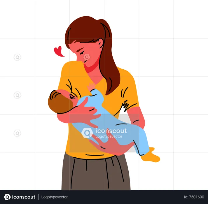 Woman breastfeeding baby  Illustration