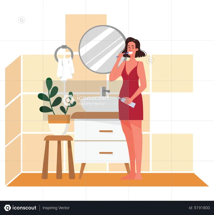 Woman brushing teeth  Illustration