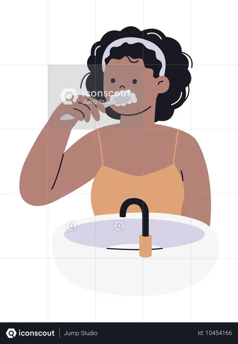 Woman Brushing Teeth  Illustration