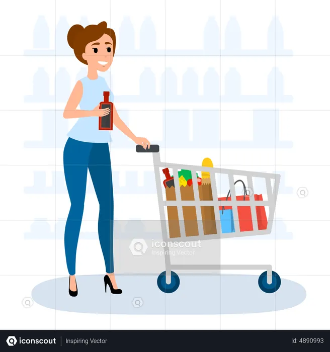 Woman Buy Grocery  Illustration