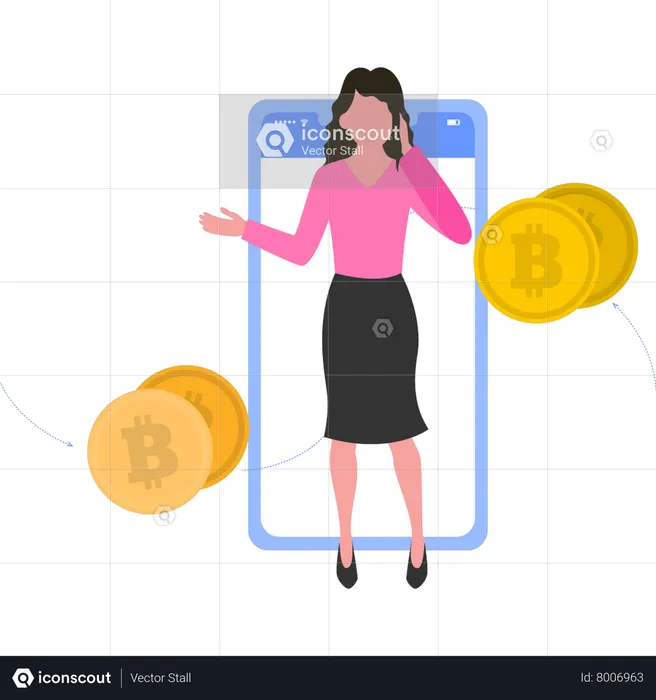 Woman buying bitcoins  Illustration