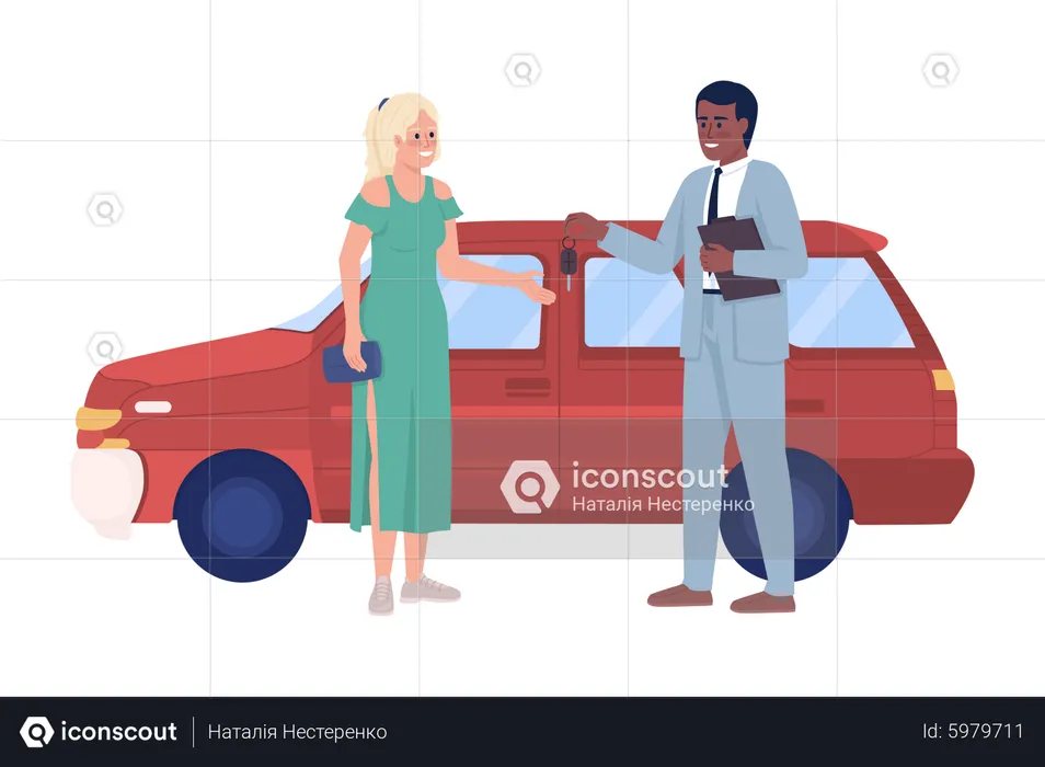 Woman buying car  Illustration
