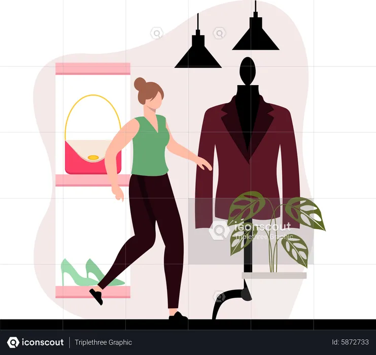 Woman buying clothes  Illustration