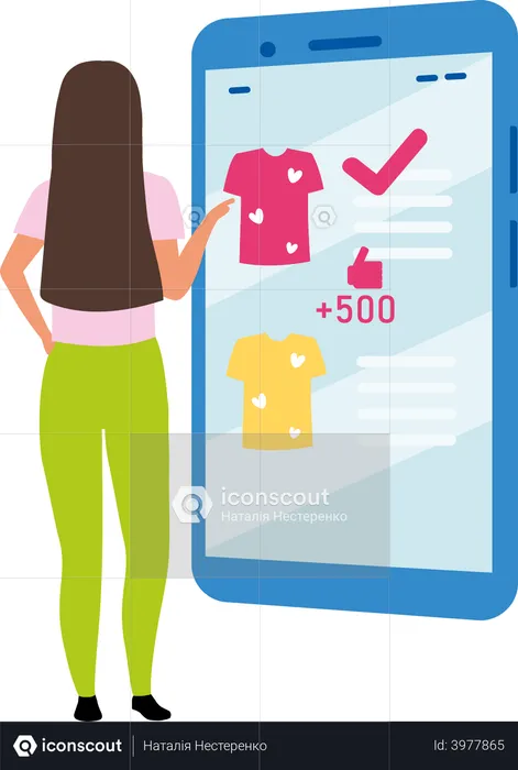Woman buying clothes online  Illustration