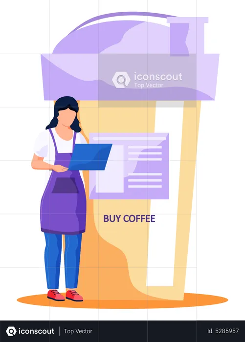 Woman buying coffee online  Illustration