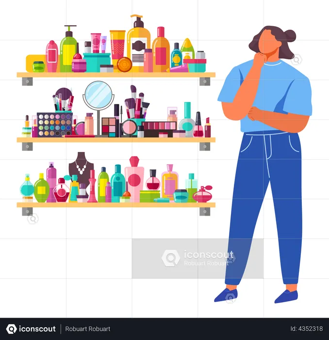 Woman buying cosmetic products  Illustration