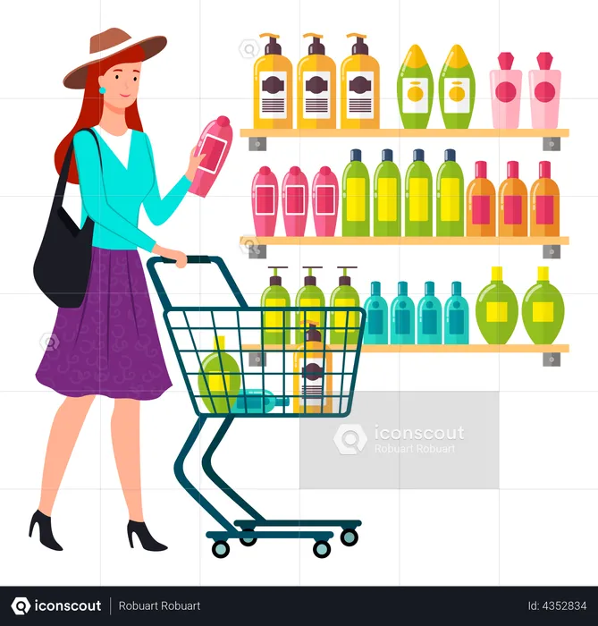 Woman buying Cosmetics Products  Illustration