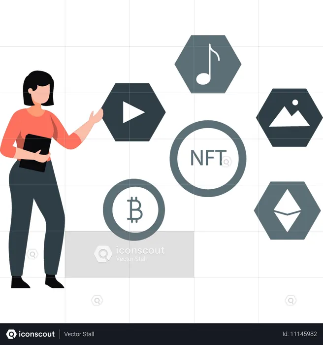 Woman buying crypto currencies  Illustration