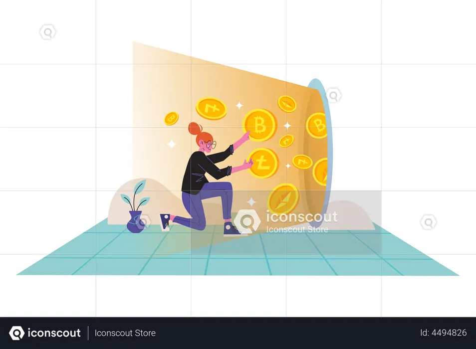 Woman buying cryptocurrencies  Illustration