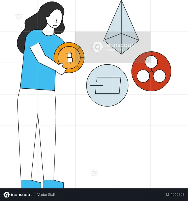 Woman buying cryptocurrencies  Illustration