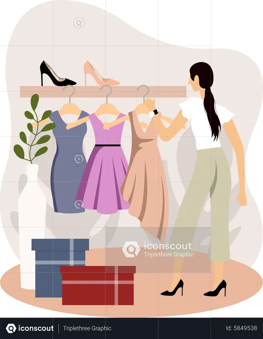 Woman buying dress  Illustration