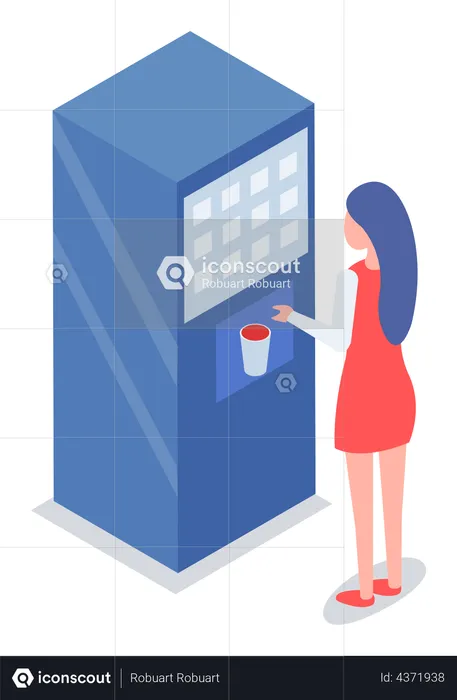 Woman buying food in vending machine  Illustration