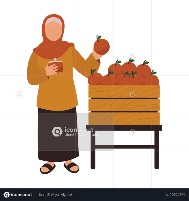 Woman Buying Fruit  Illustration