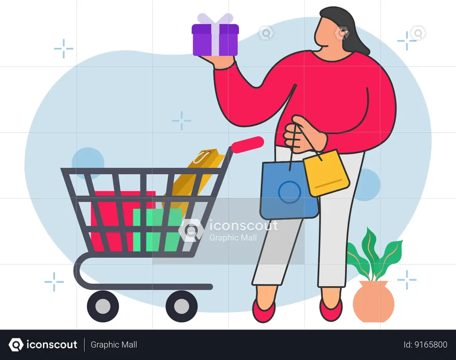 Woman Buying Gift  Illustration