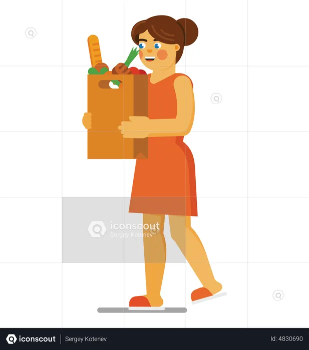 Woman buying groceries  Illustration
