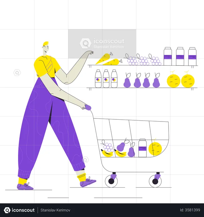 Woman buying grocery  Illustration
