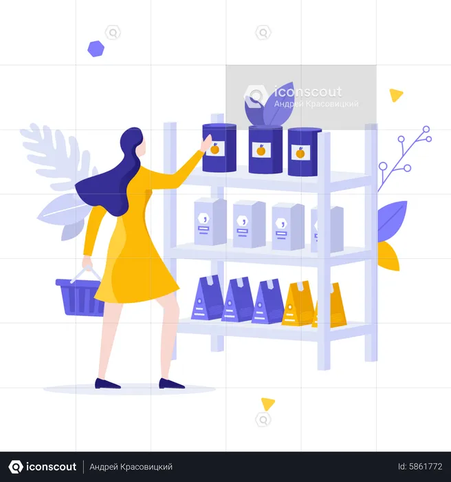 Woman buying grocery  Illustration