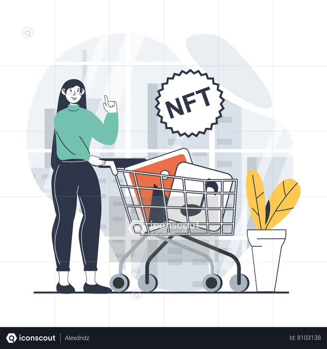 Woman buying nft  Illustration