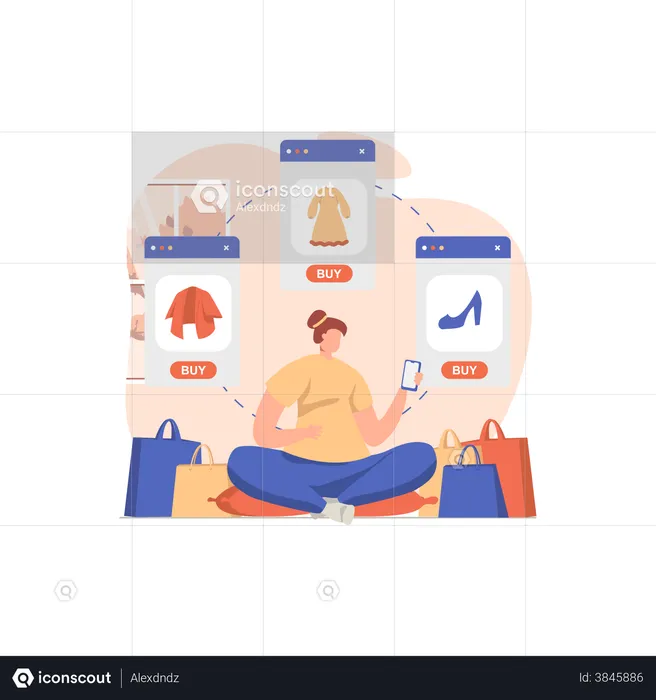 Woman buying online product  Illustration