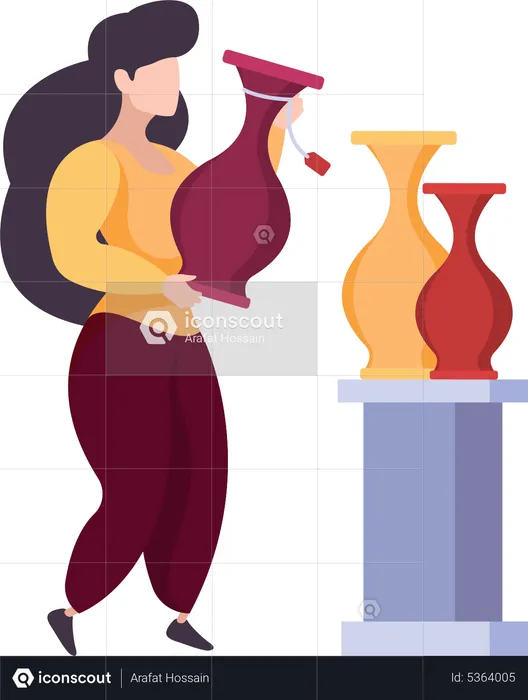 Woman buying pot  Illustration