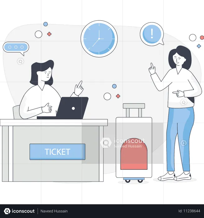 Woman buying travel ticket  Illustration