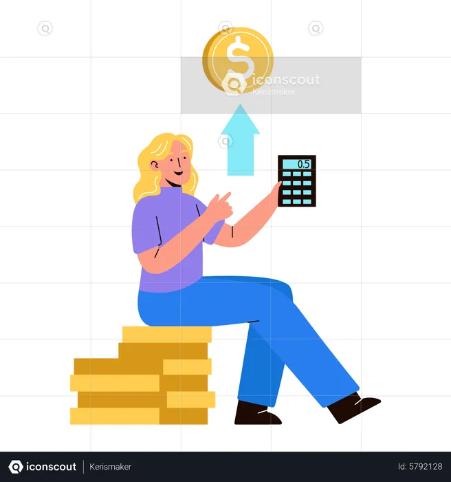 Woman calculating financial growth  Illustration