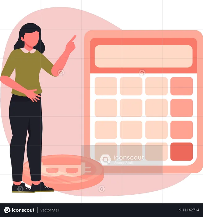 Woman calculating investment profit  Illustration