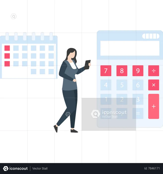 Woman calculating tax  Illustration