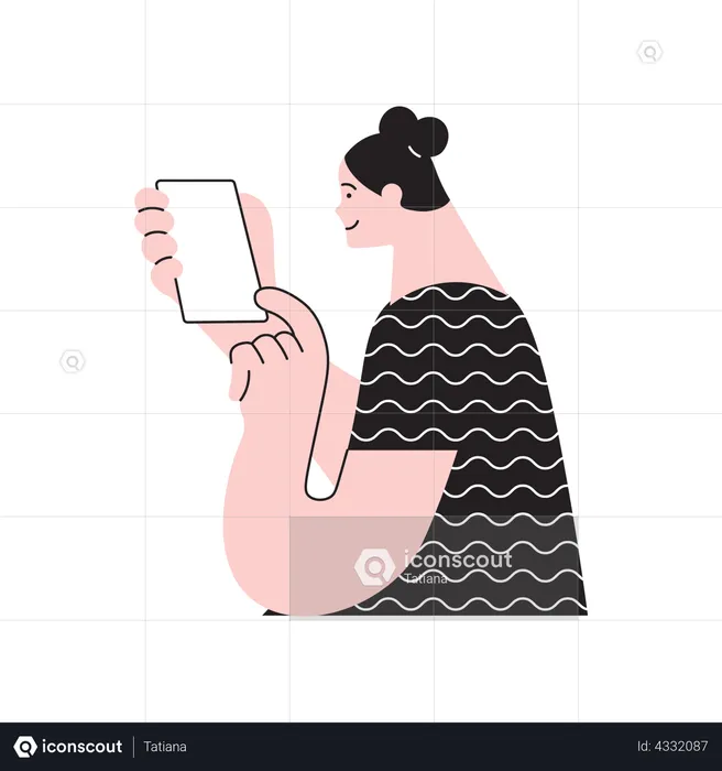 Woman calling by smartphone  Illustration